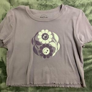 Purple Graphic Cropped Tee